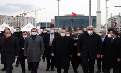 Cumhurbaşkanı Erdoğan, yapımı devam eden Taksim Camii ve Atatürk Kültür Merkezinde incelemelerde bulundu