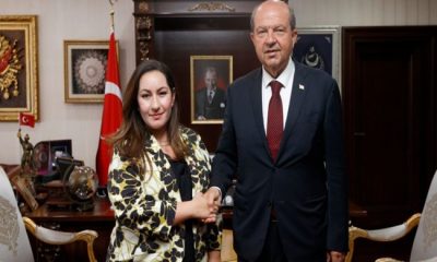 Cumhurbaşkanı Ersin Tatar, KKTC’nin Doha Temsilciliği Misyon Şefi görevine yeni atanan Huriye Hançerli’yi kabul etti