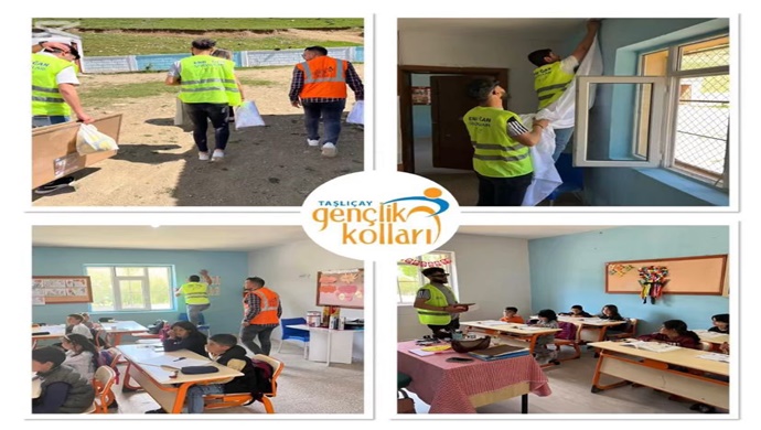 AK Parti Taşlıçay İlçe Gençlik Kolları Başkanı Yusuf Samancı Başkanlığında Tanrıverdi Köy Okulu’na Yardım Eli Uzatıldı